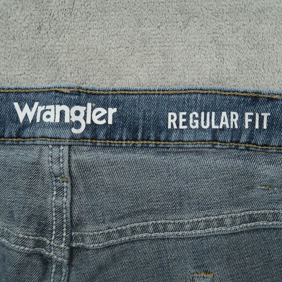 Wrangler Jeans Mens Size 42x30 Blue Regular Straight Flex Denim Pants Stretch - Picture 6 of 15